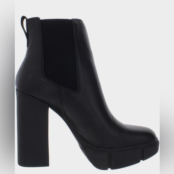 STEVE MADDEN Black leather platform booties - Picture 1 of 1